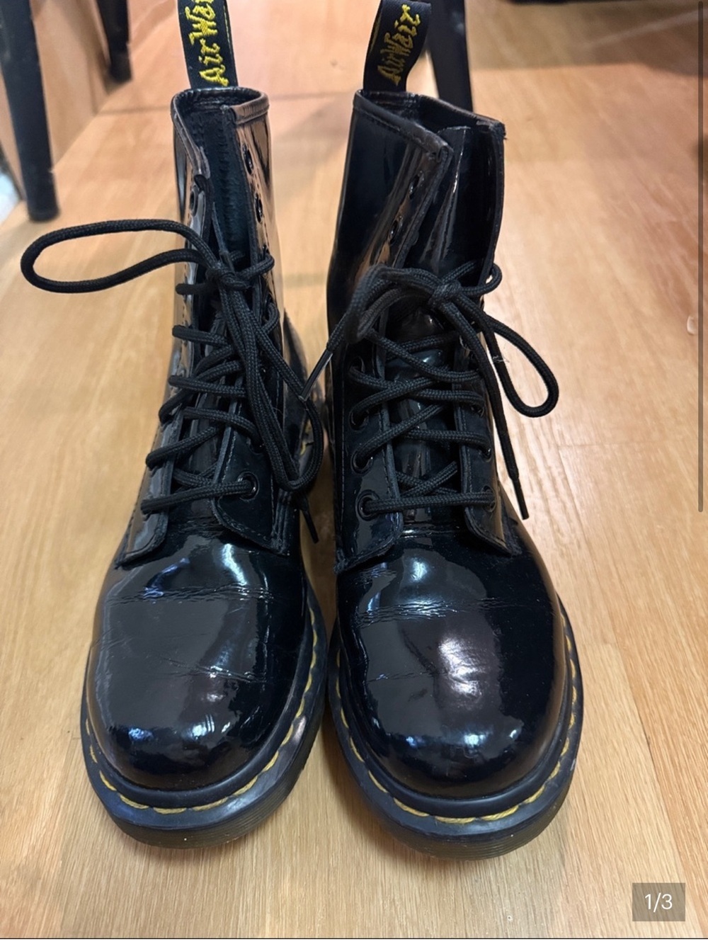 Dr. Martens Black Patent Lace-Up Ankle Boots